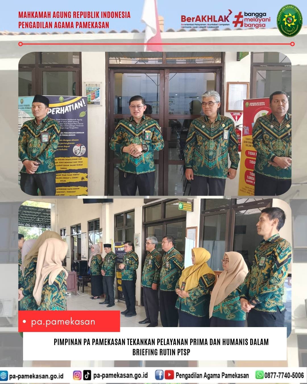 Pimpinan PA Pamekasan Tekankan Pelayanan Prima dan Humanis dalam Briefing Rutin PTSP
